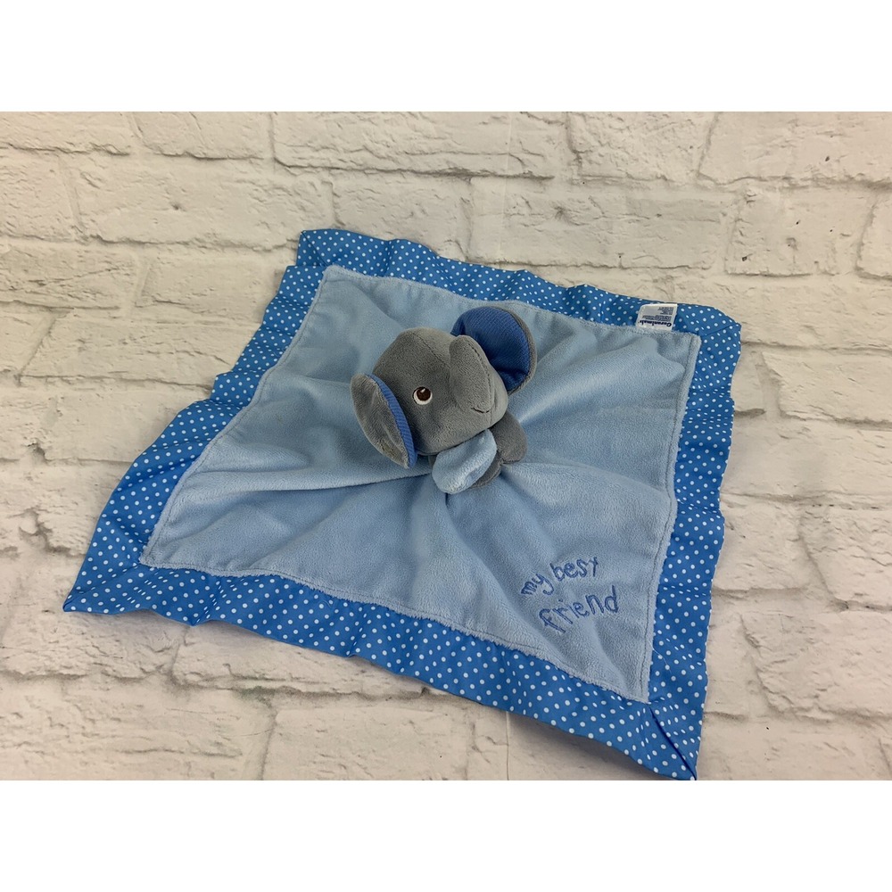 Garanimals Blue Elephant Holding My Best Friend Security Blanket Lovey Polka Dot